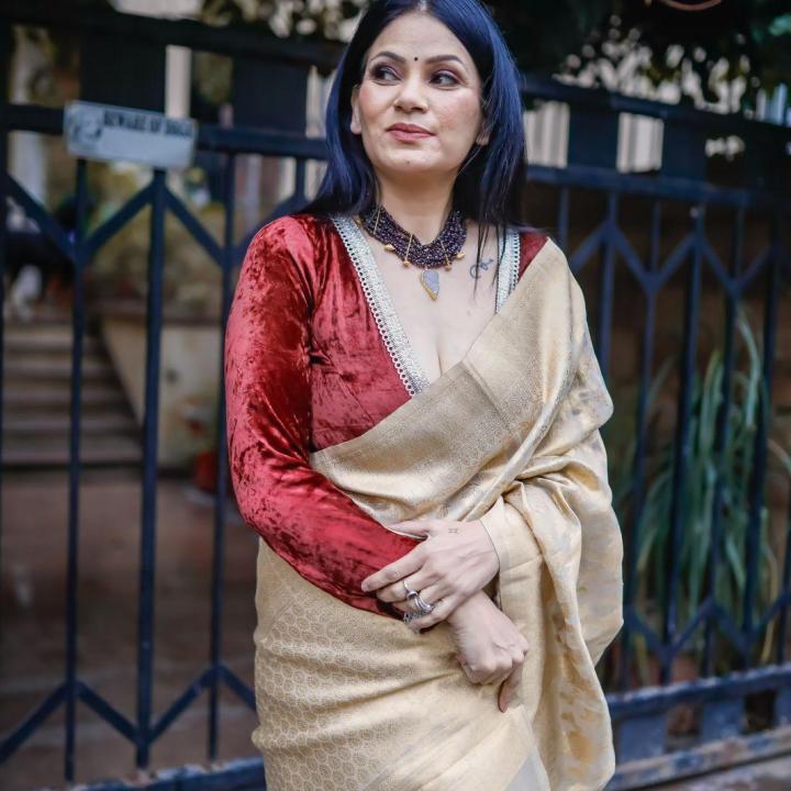 Peach Tissue Saree